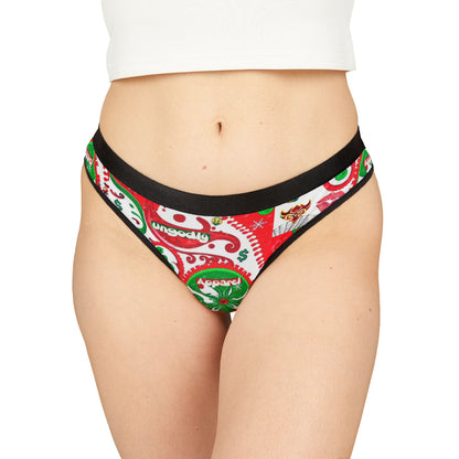 Christmas Pattern Women's Thong — Festive Red & Green Holiday Print
