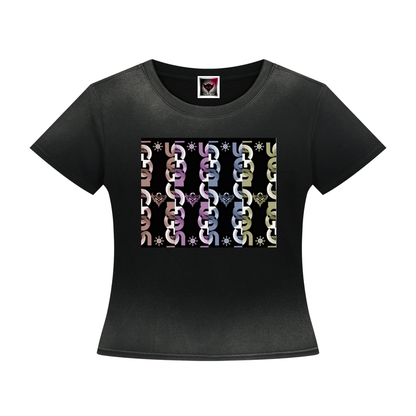 Women’s "Colored UG Chain Pattern" Sunfade Washed T-Shirt