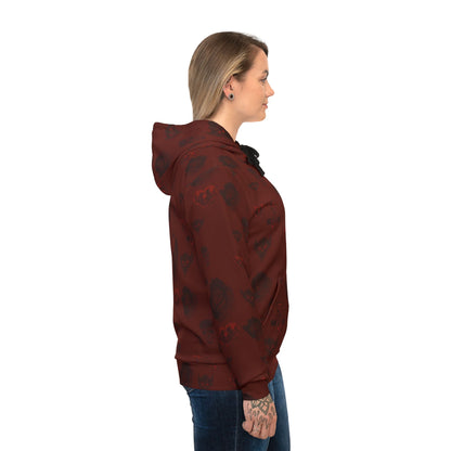 Ungodly Red Skull Pattern Hoodie – All-Over Print Unisex Athletic Pullover