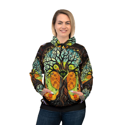 Vibrant Tree of Life Athletic Hoodie - Energetic Design for Nature Lovers