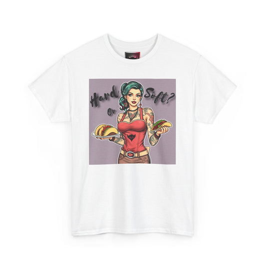 "Hard or Soft Tacos" Retro Graphic Tee, Vintage Shirt, Casual Wear, Gift for Foodies, Comfy Summer Apparel, Pop Culture Fashion