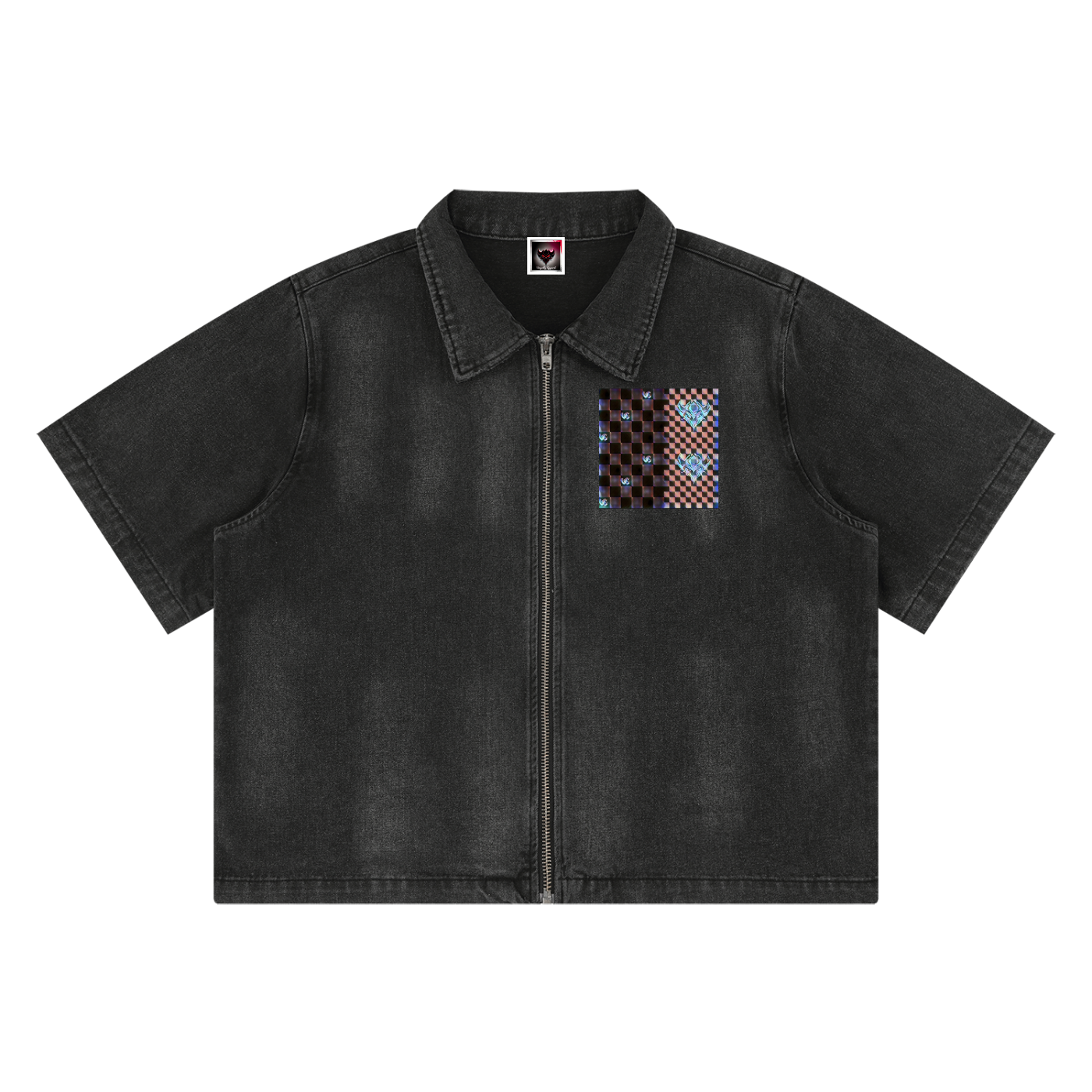 "Ungodly Renaissance Angel" Unisex Vintage Washed Full-Zip Denim Shirt