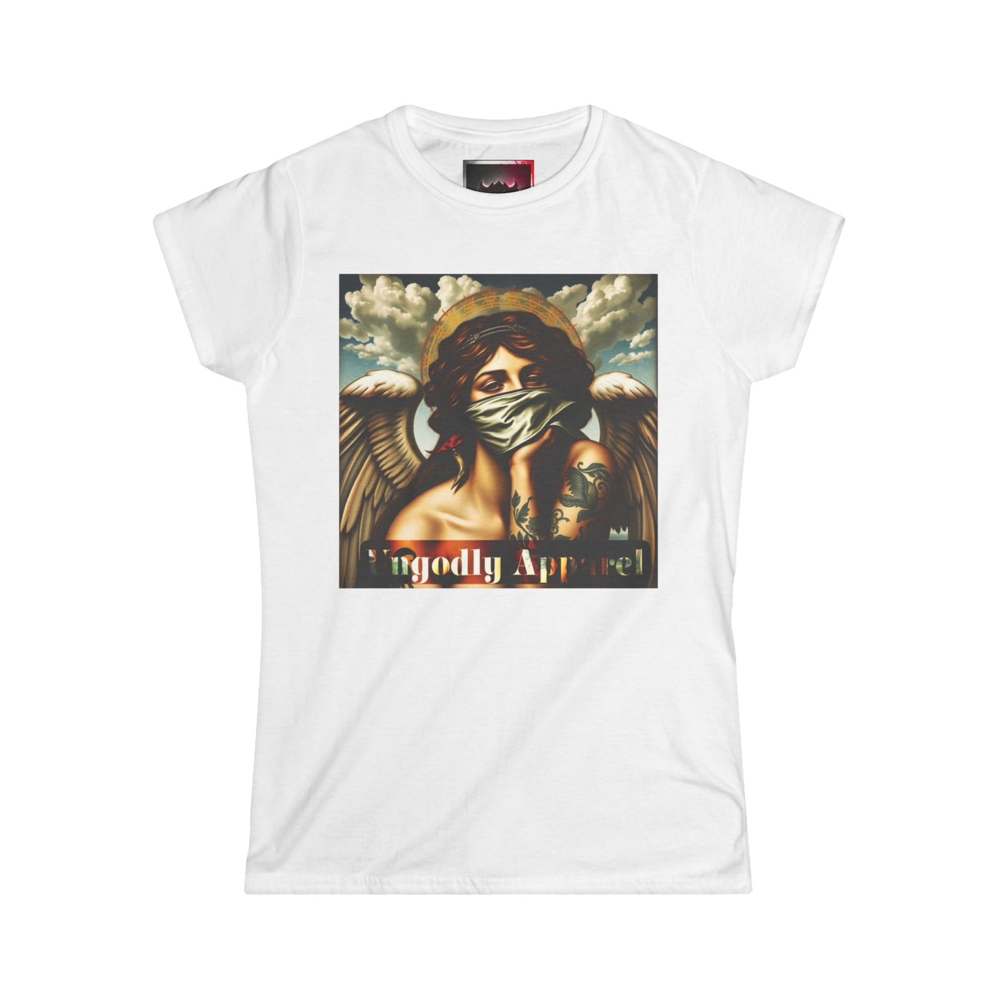 Angel with Mask Women's Tee — 'Ungodly Apparel' Vintage Graphic