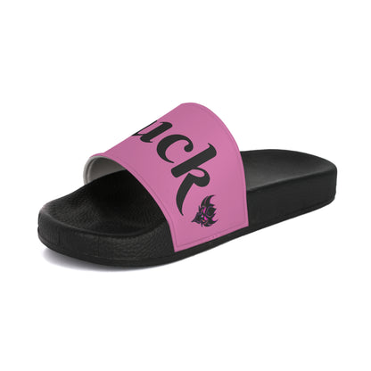 Women's Slide Sandals - Trendy Pink "F*** Off" Design for Bold Style