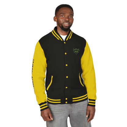 Letterman Jacket — ‘Crash Out’ Graphic Varsity Jacket with Neon Clown Design