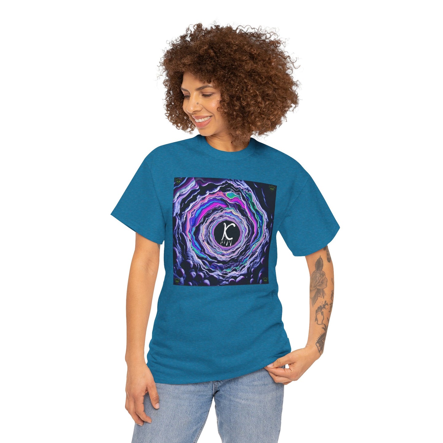 "K-Hole" Unisex Heavy Cotton Tee - Cosmic Swirl Graphic Tee for Trendy Vibes