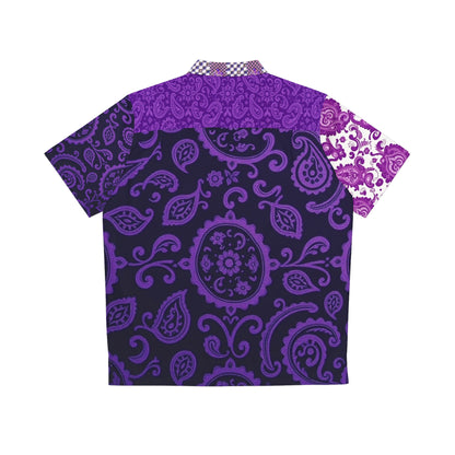Purple Paisley Hawaiian Shirt — Men’s Tropical Aloha Button-Up