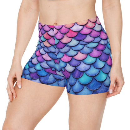 Mermaid Scale Women's Shorts — Colorful Pastel Swim/Activewear