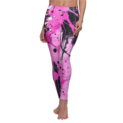 Pink Paint Splash Leggings — Women's Abstract Art Activewear