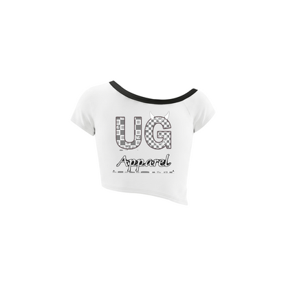 Women's Color Block Off-the-Shoulder T-Shirt "Never Beg for What You Deserve"