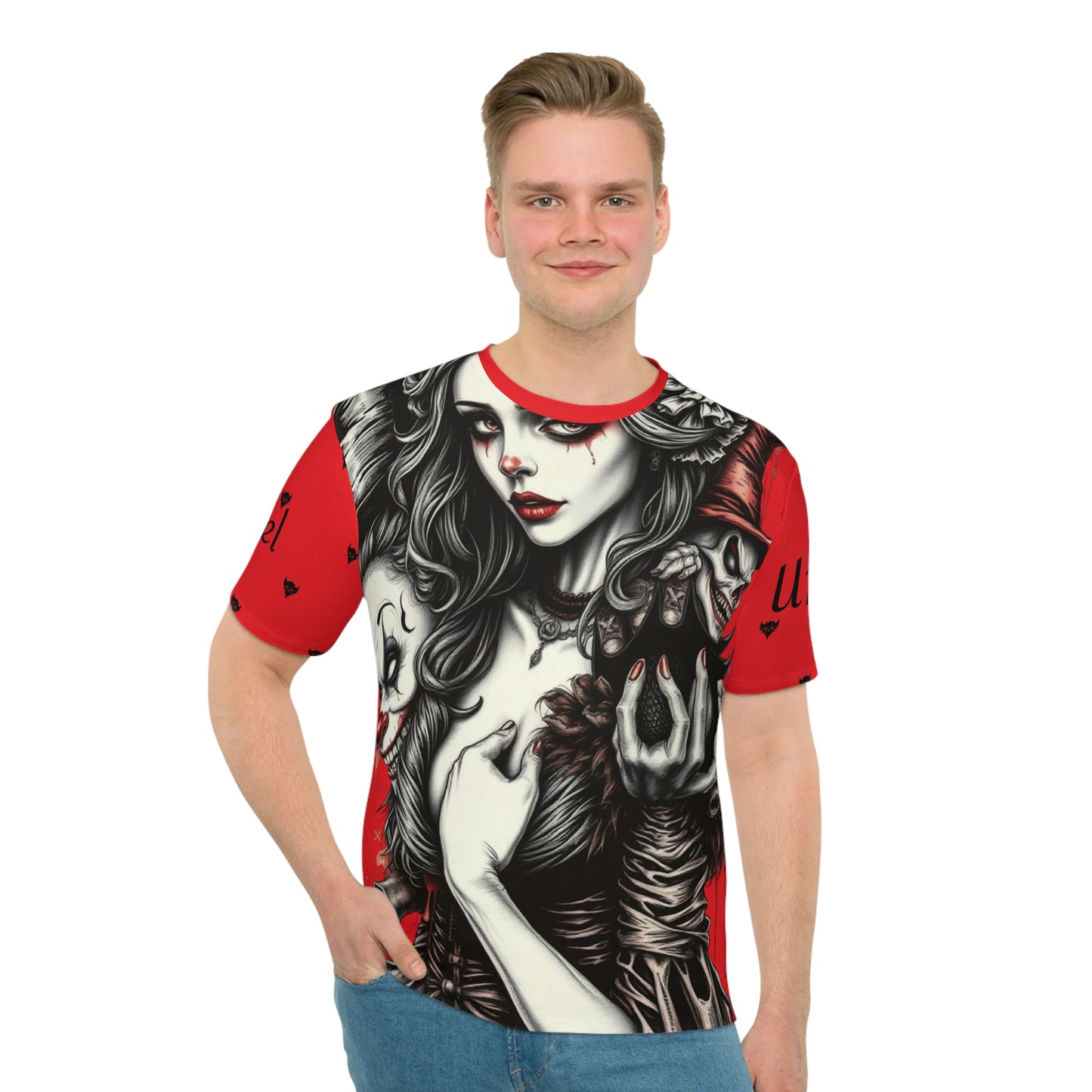 Female Wicked Clown, Gothic Graphic Tee - Unique Clown & Horror Design, Perfect for Halloween, Alternative Fashion, Casual Wear, Gift for Horror Fans