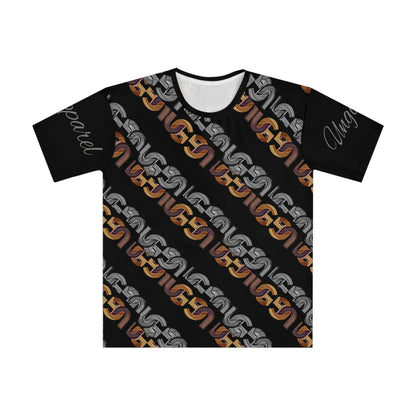 Ungodly Chains Pattern Men's Loose T-Shirt — Black Diagonal Link Graphic All-Over Print