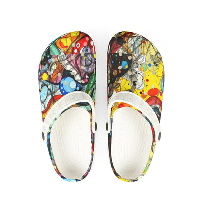 Colorful Abstract Bubble Print Foam Clogs