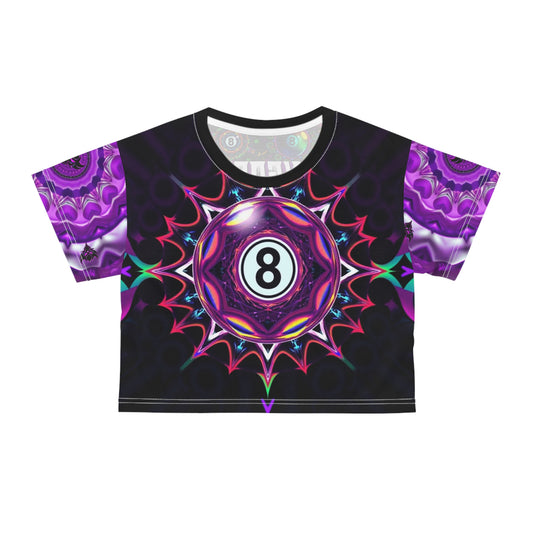 "Ungodly 8 Ball" Colorful 8-Ball Crop Tee for Gamers, Trendy Streetwear, Unique Gift for Pool Lovers, Festival Apparel, Playful Summer Top