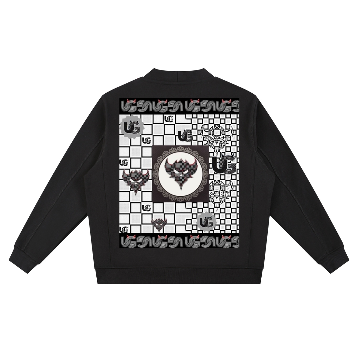 Black/Grey UG Apparel Checkerboard Essential Heavyweight Sweat Cardigan