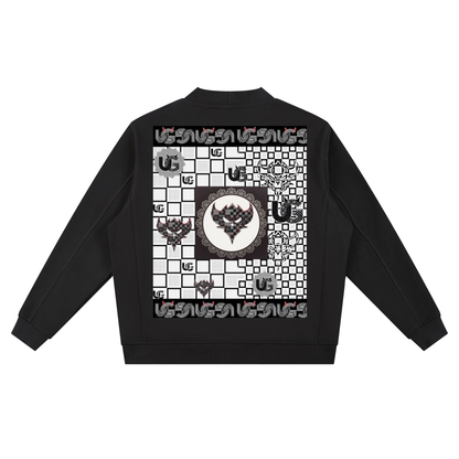 Black/Grey UG Apparel Checkerboard Essential Heavyweight Sweat Cardigan