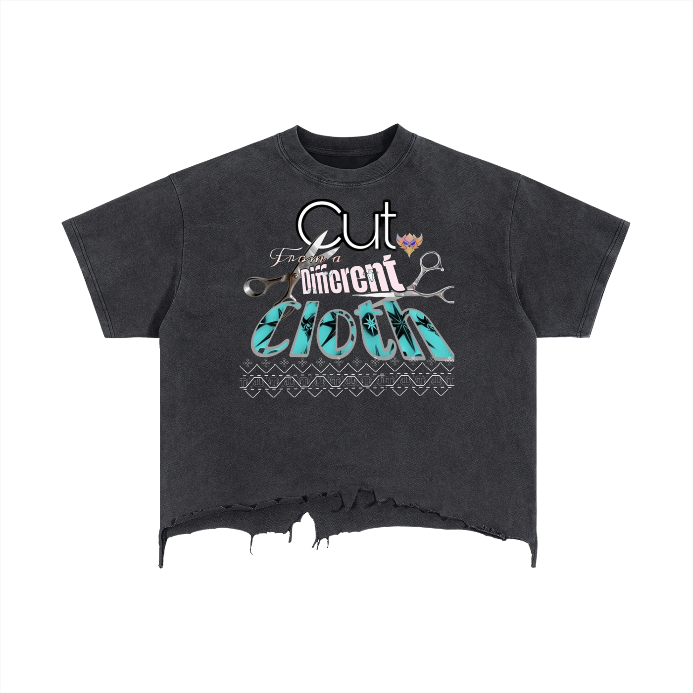 "Cut from a Different Cloth" Vintage Wash Boxy Distressed Hem T-Shirt
