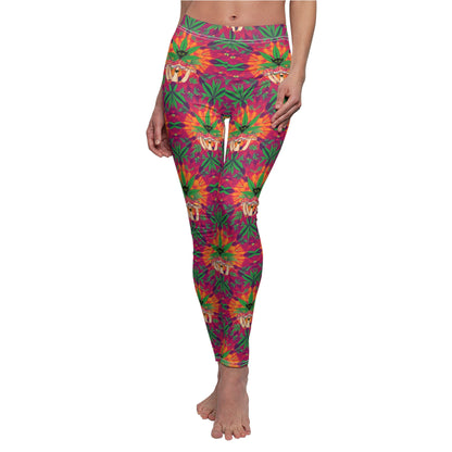 "Marijuana fumes and Shrooms" Tropical Vibes Women's Leggings - Casual, Funky Print for Comfort and Style