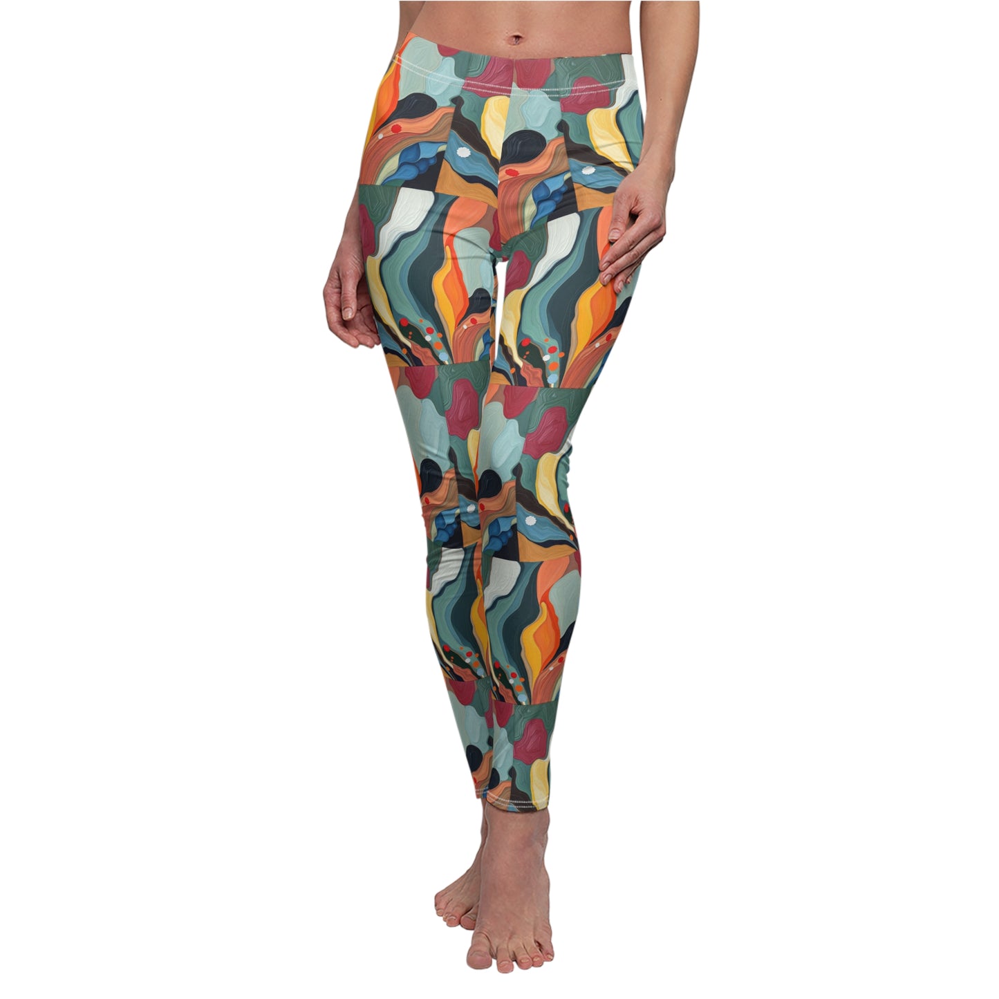 Colorful Abstract Pattern "Lady Flowers" Women's Leggings - Stylish & Comfortable Activewear