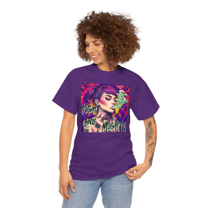 Chic Unisex Heavy Cotton Tee - 'High and Mighty' Graphic Shirt for Trendsetters