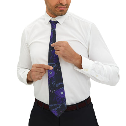 "Chill of Darkness x Ungodly Apparel"  Necktie — Purple Space Squid Pattern Tie