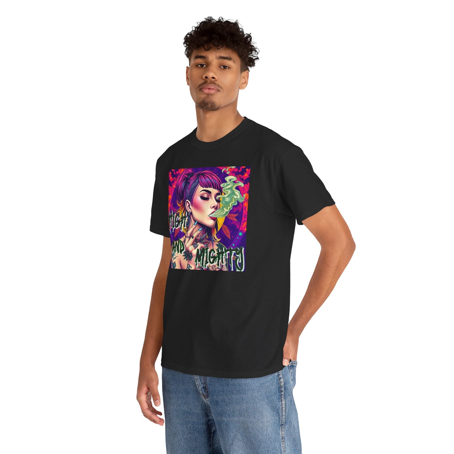 Chic Unisex Heavy Cotton Tee - 'High and Mighty' Graphic Shirt for Trendsetters