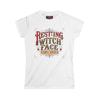 "Resting Witch Face Since Birth" Women's Tee, Cute Halloween Shirt, Vintage Style T-Shirt, Perfect Gift for Witches, Spooky Apparel