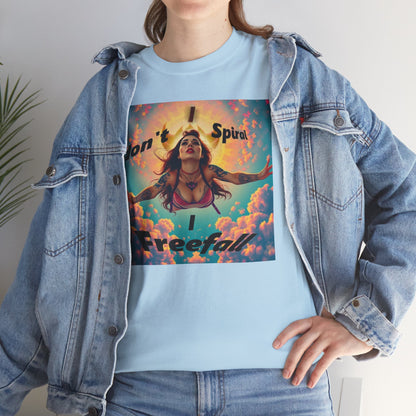 Unisex Heavy Cotton Tee - 'I Don't Spiral, I Freefall' Inspirational Graphic Tee