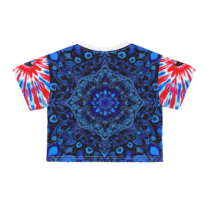 "Ungodly Patriotic" Vibrant Tie-Dye Crop Tee - Bohemian Style Top for Festivals, Summer Events, Casual Wear, Streetwear, Gift