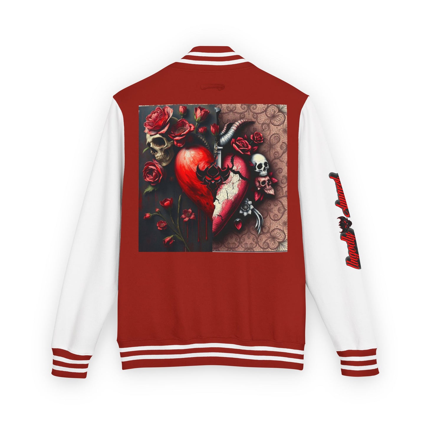 Ungodly Letterman Jacket — Gothic Broken Heart Rose Varsity Jacket