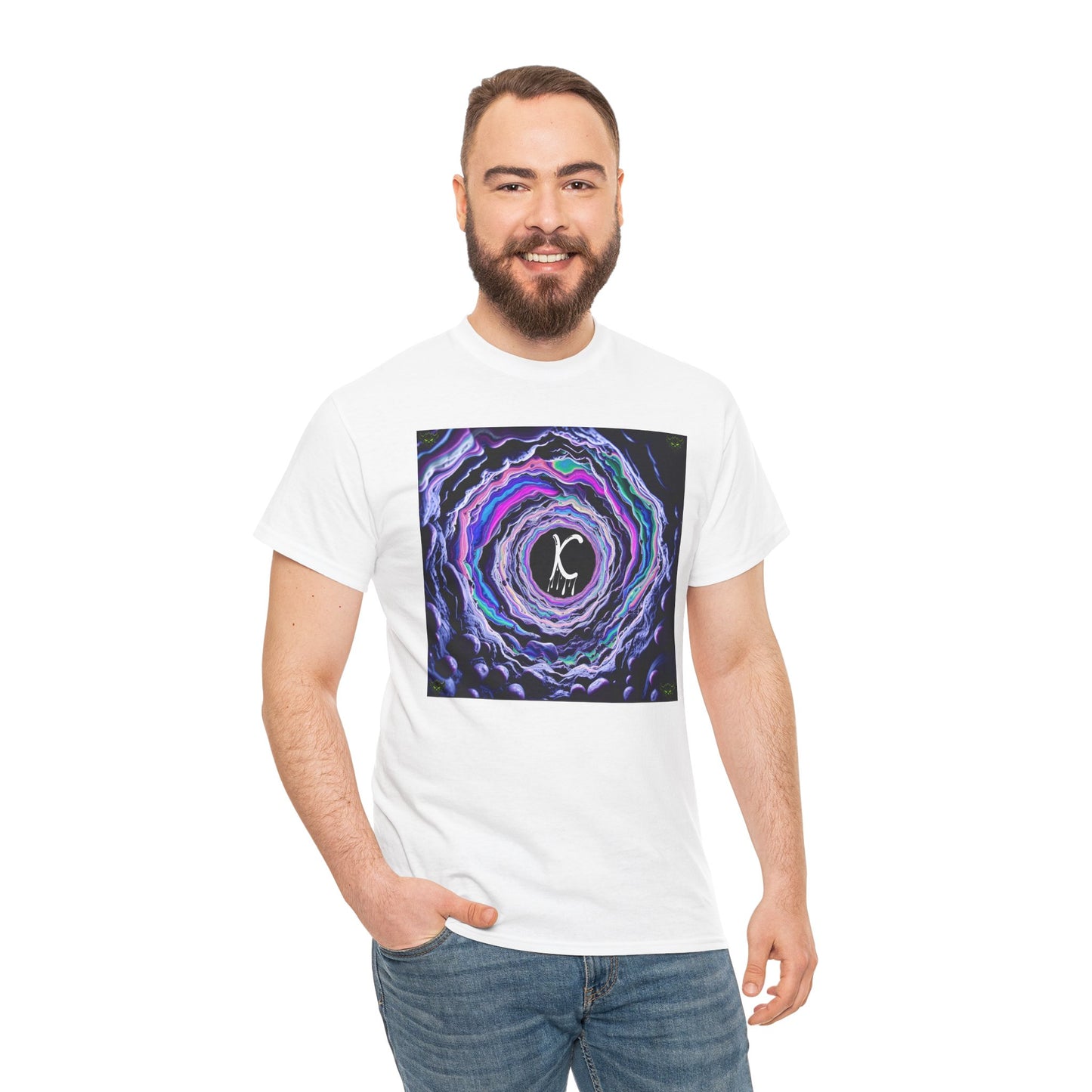 "K-Hole" Unisex Heavy Cotton Tee - Cosmic Swirl Graphic Tee for Trendy Vibes
