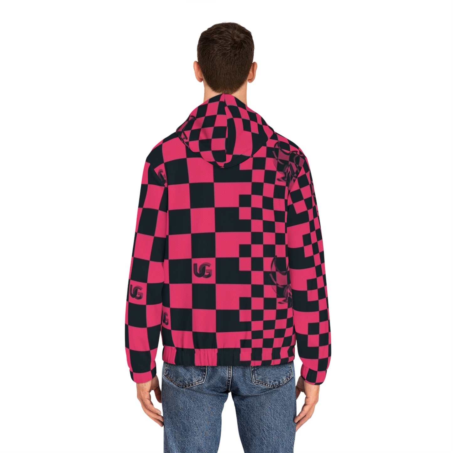 Red & Black Ungodly Checkerboard Full-Zip Hoodie — Retro Skate Streetwear