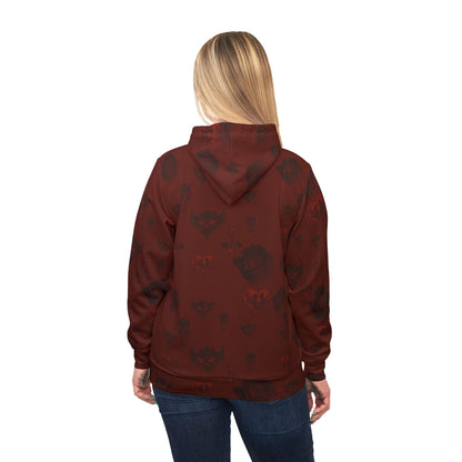 Ungodly Red Skull Pattern Hoodie – All-Over Print Unisex Athletic Pullover