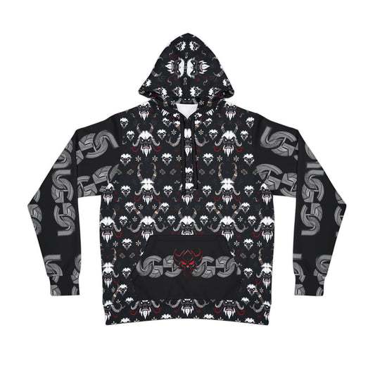 Krampus Athletic Hoodie — All-Over Print Gothic Sportswear