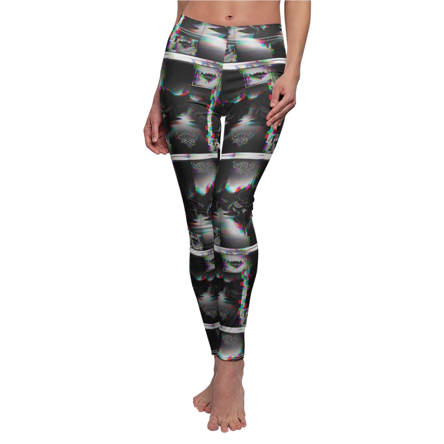 Stylish Women's AOP Leggings - Bold Black and White Design