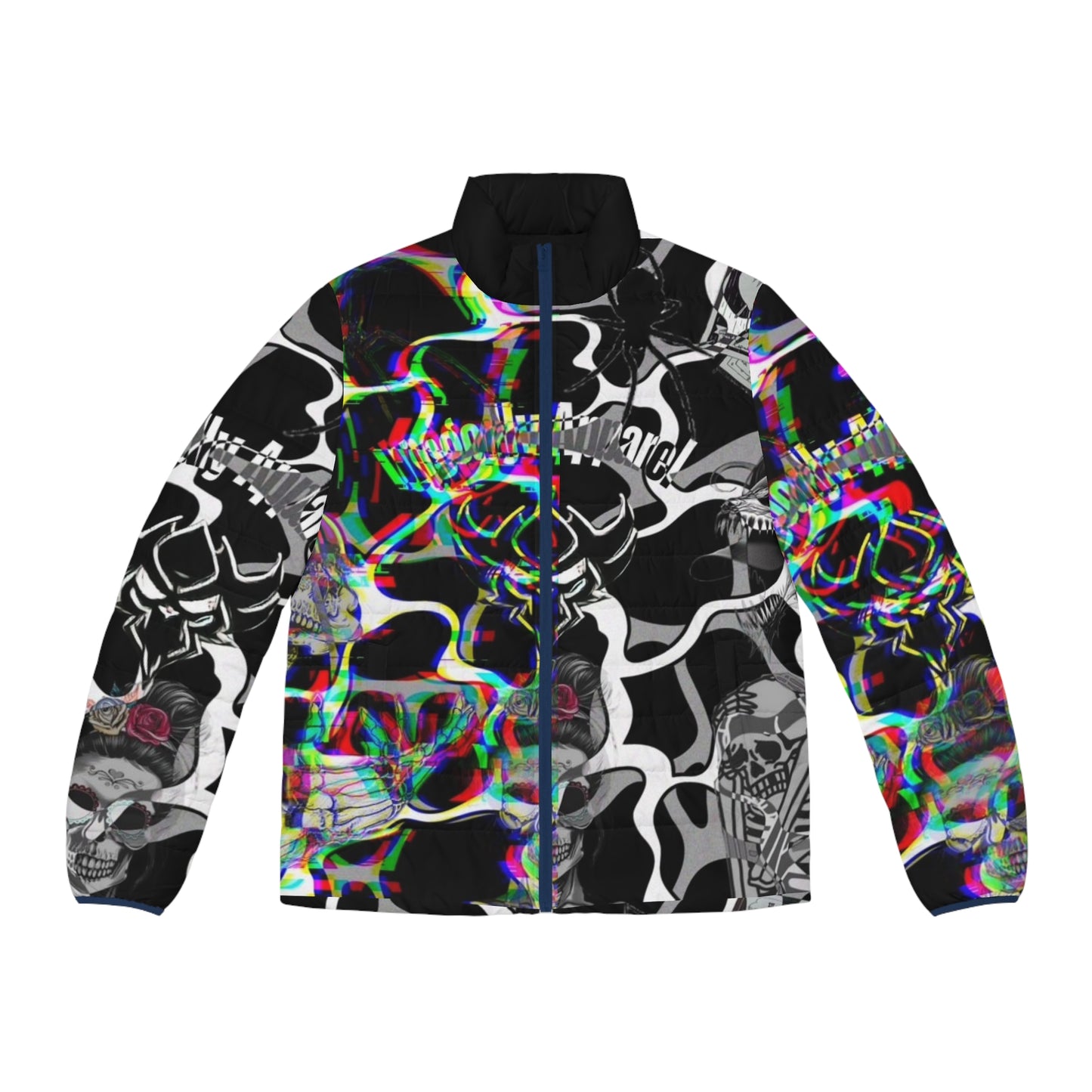 Men's Ungodly Skull Glitch Puffer Jacket