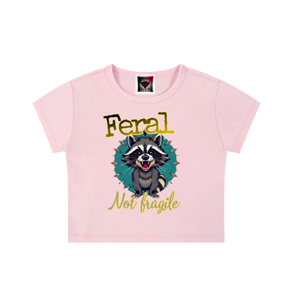 "Feral, Not Fragile" Snow Washed Crop Top