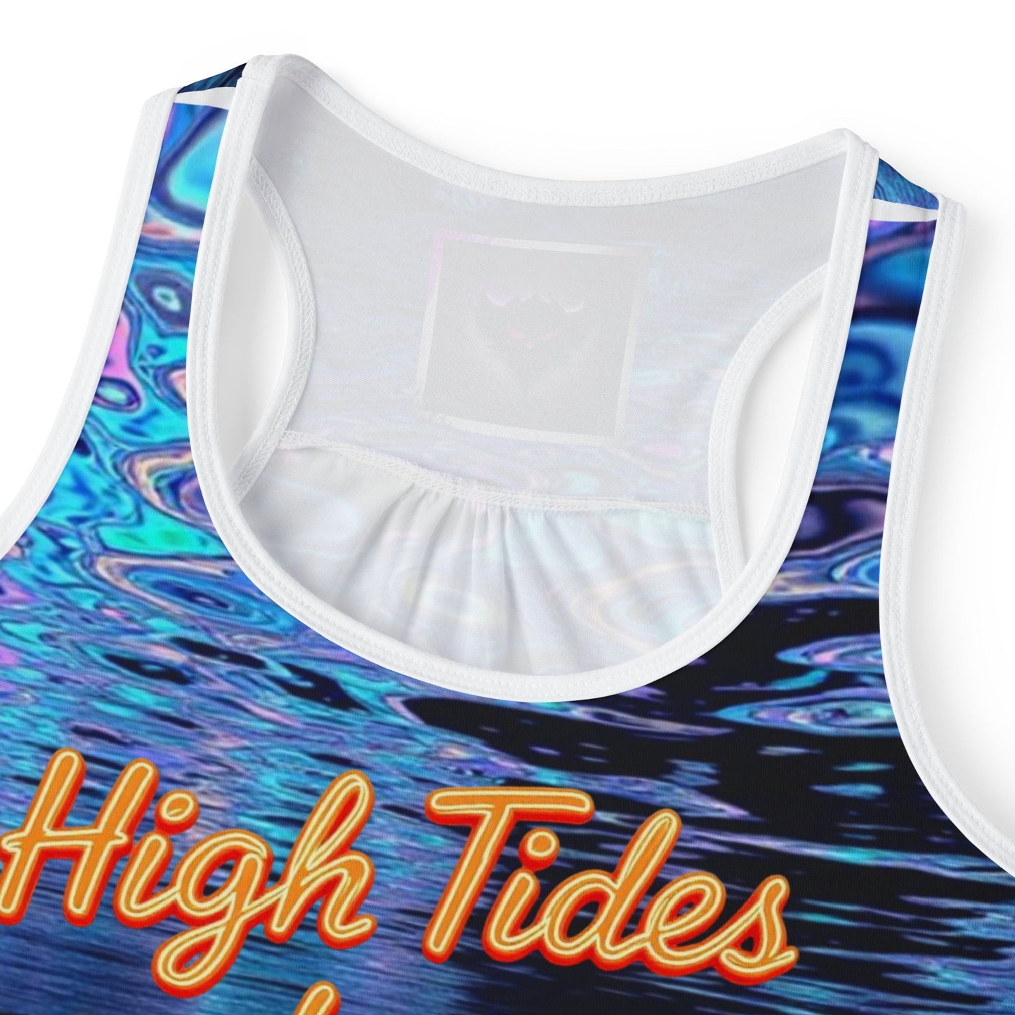 Vibrant Women's Tank Top with 'High Tides Low Morals', Colorful Beachwear, Summer Top, Vacation Shirt, Festival Attire