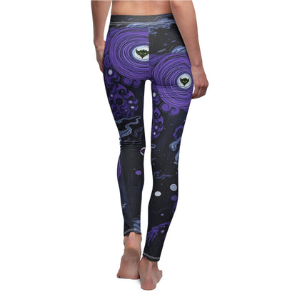 Cosmic Vibes Women's Casual Leggings - Unique Purple Galaxy Design