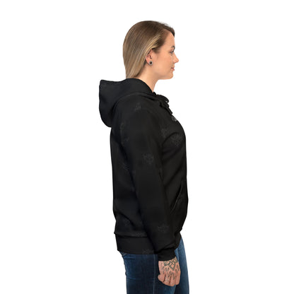 Black on Black Ungodly Logo Unisex Athletic Hoodie — Urban Noir All-Over Logo Hoodie