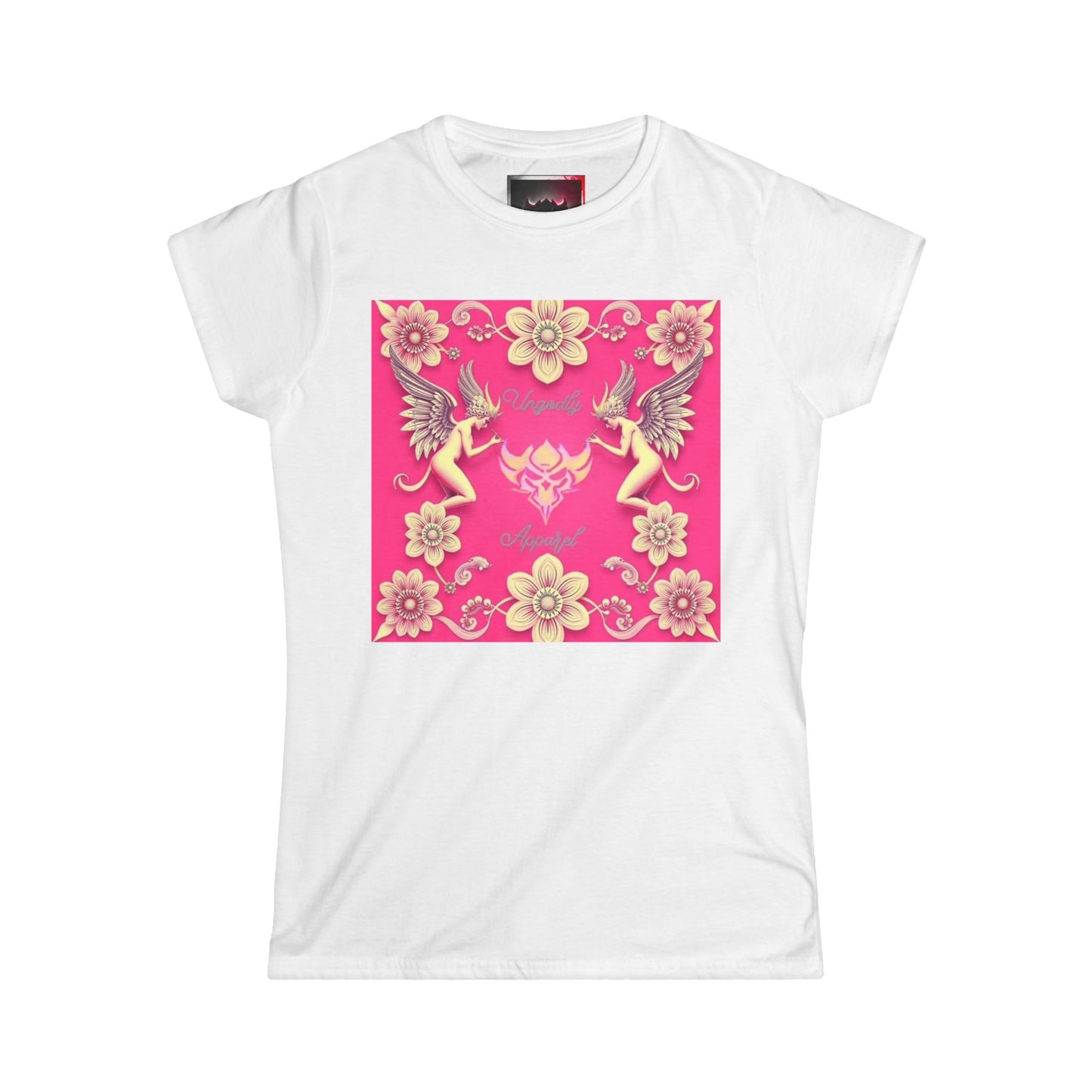 Women's Tee — Pink Floral Angels Graphic Shirt