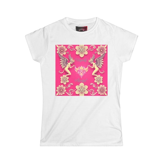Women's Tee — Pink Floral Angels Graphic Shirt