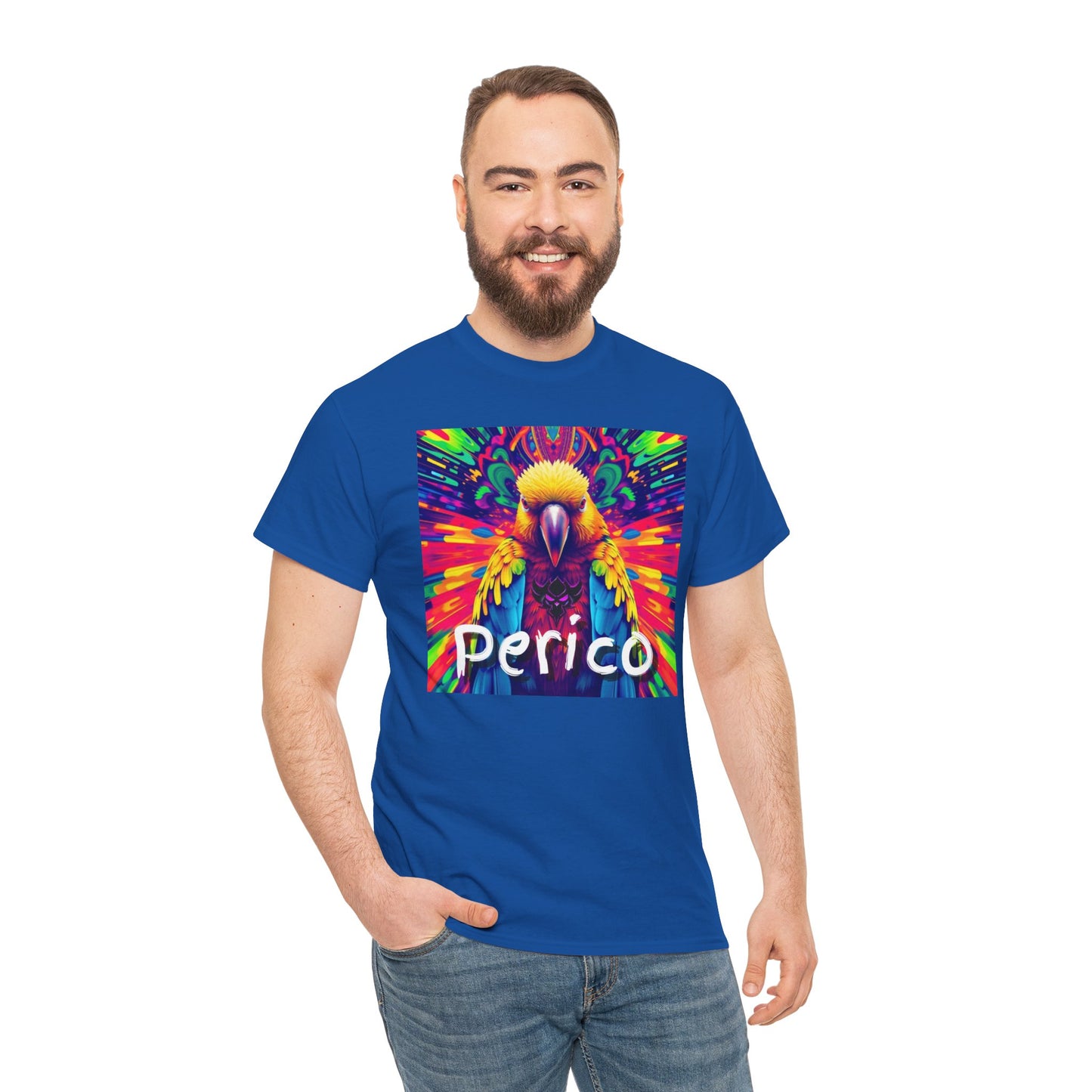 "Perico" Colorful Parrot Unisex Heavy Cotton Tee - Vibrant Tropical Shirt