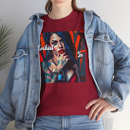 "Locked In" Latina Unisex Heavy Cotton Tee - Bold Tattoo Art for Everyday Wear