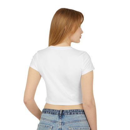 Abstract OK Symbol 666 Portrait Women's Baby Tee - Modern Line Art Face Graphic Crop Top