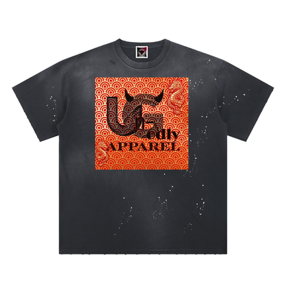 "Ungodly Apparel" Hand-Frayed Sunfade Paint Splatter T-Shirt