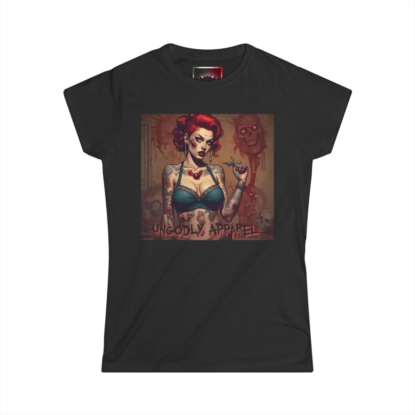 Gothic Zombie Girl  Women's Softstyle T-Shirt - Ungodly Apparel Graphic Shirt