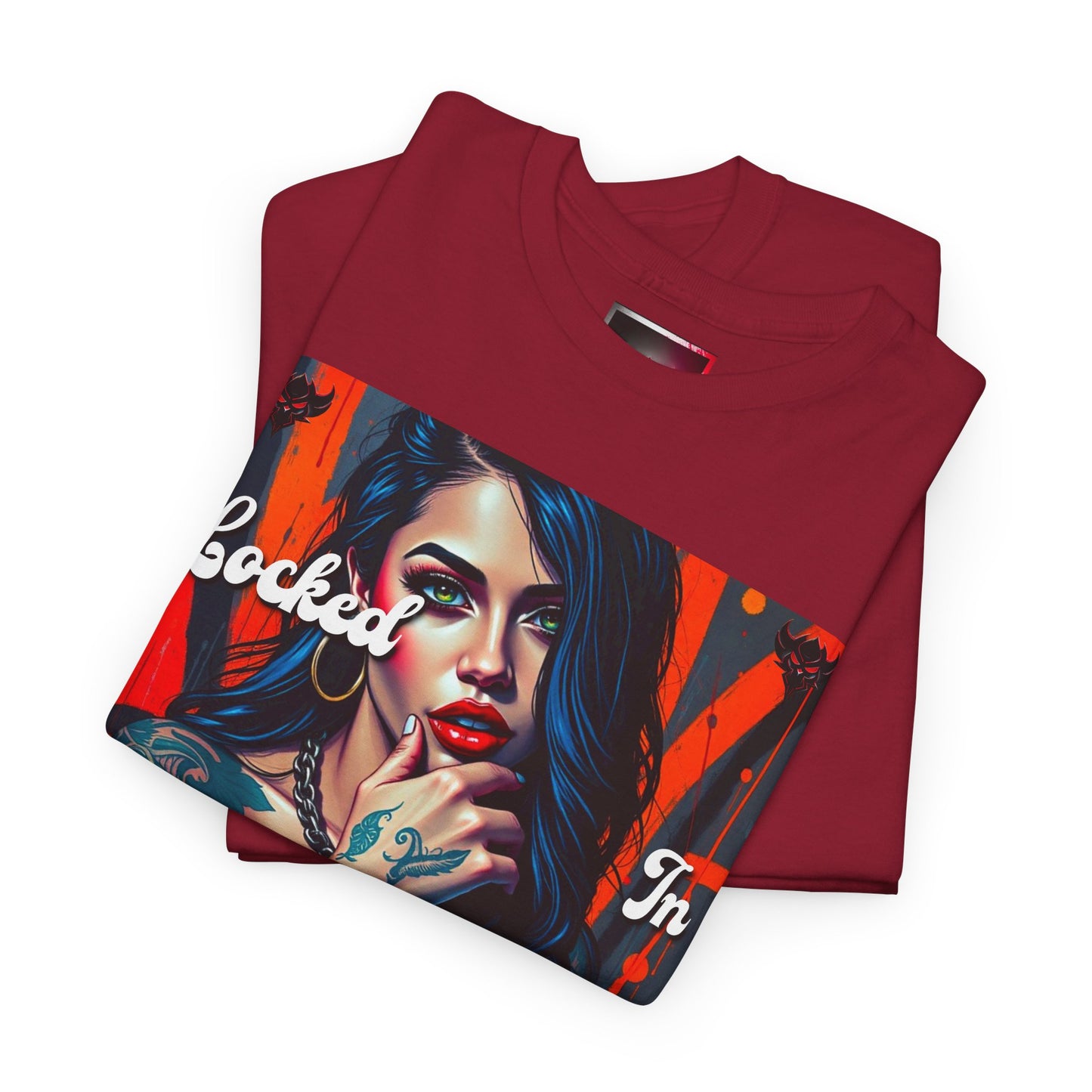 "Locked In" Latina Unisex Heavy Cotton Tee - Bold Tattoo Art for Everyday Wear