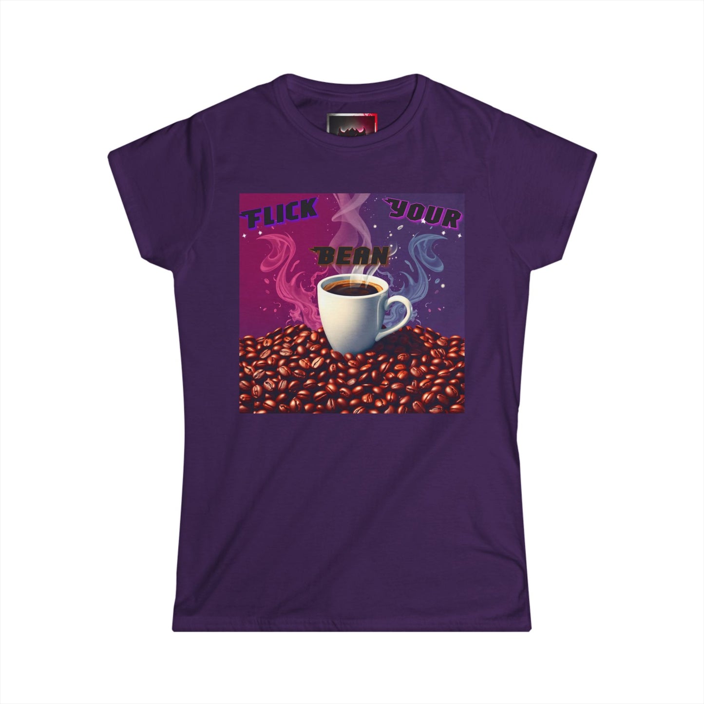 "Flick Your Bean" Women's Softstyle Tee - Fun Coffee Graphic T-Shirt