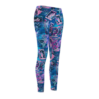 Mystic Tarot Photo Collage Leggings — Women's Vibrant Blue & Pink